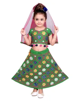 Ahhaaaa Girls Cotton Lehenga-Choli Chania Choli with Dupatta Set