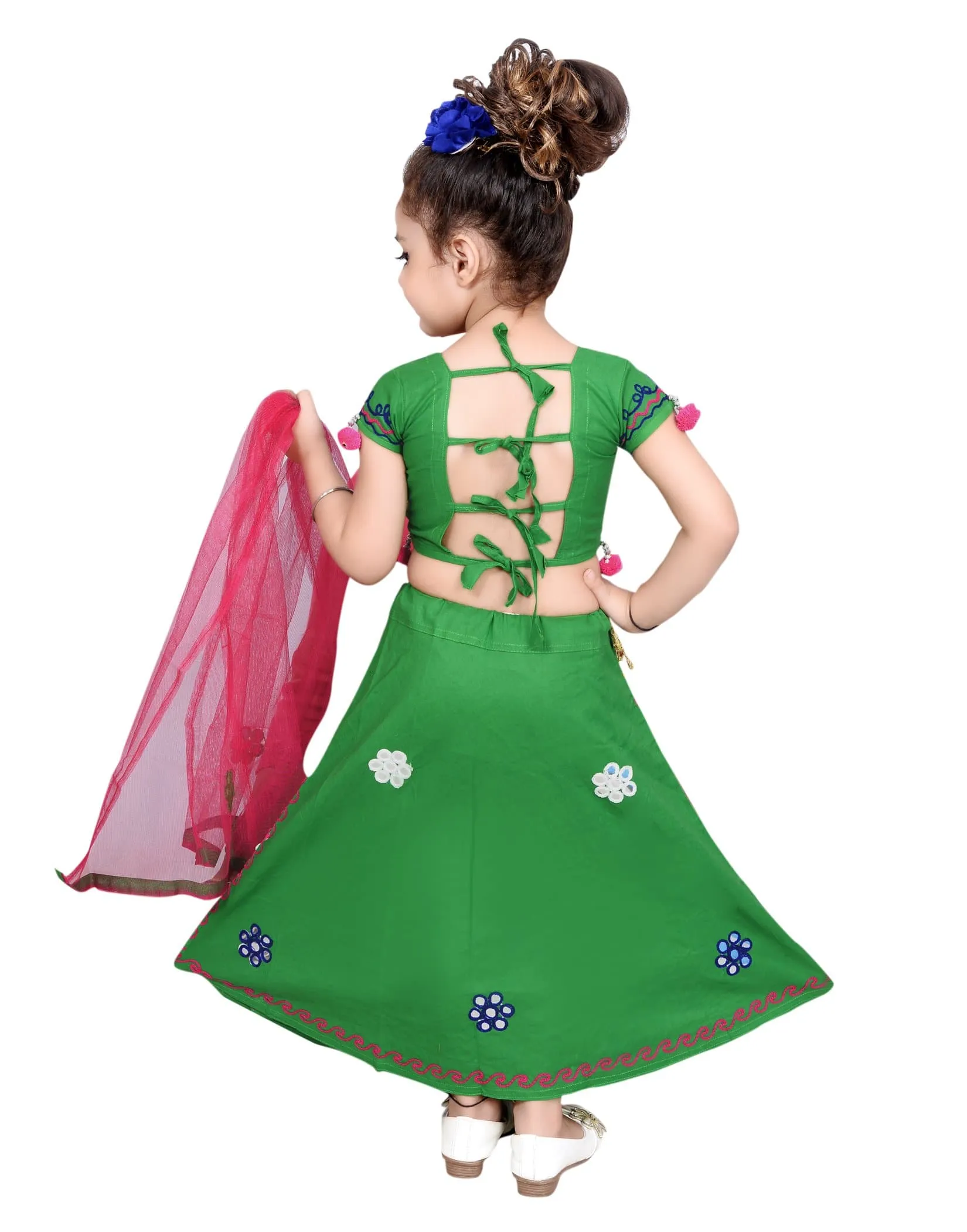 Ahhaaaa Girls Cotton Lehenga-Choli Chania Choli with Dupatta Set