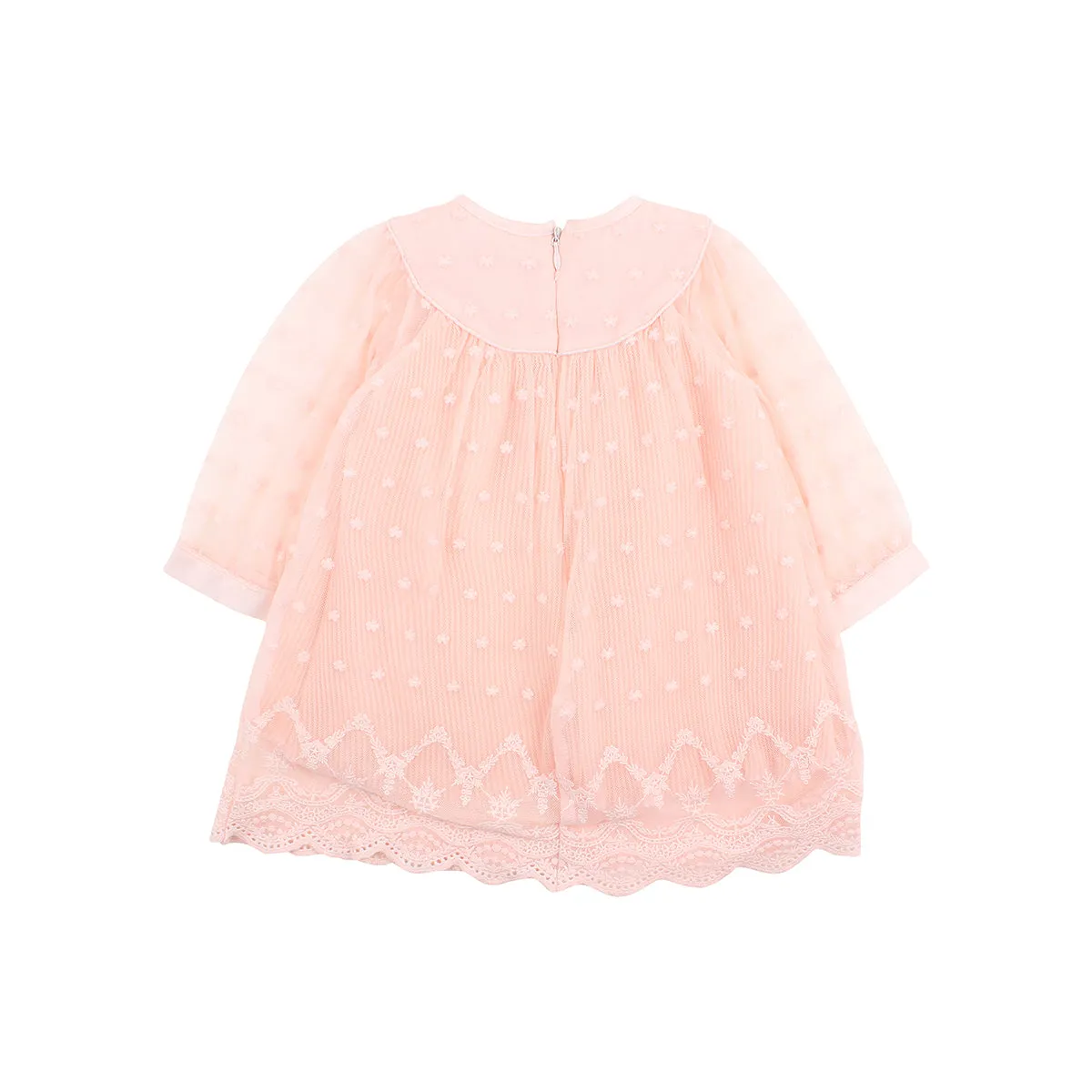 Bebe Pleated Lace Dress in Pink (Size 3M-5Y)