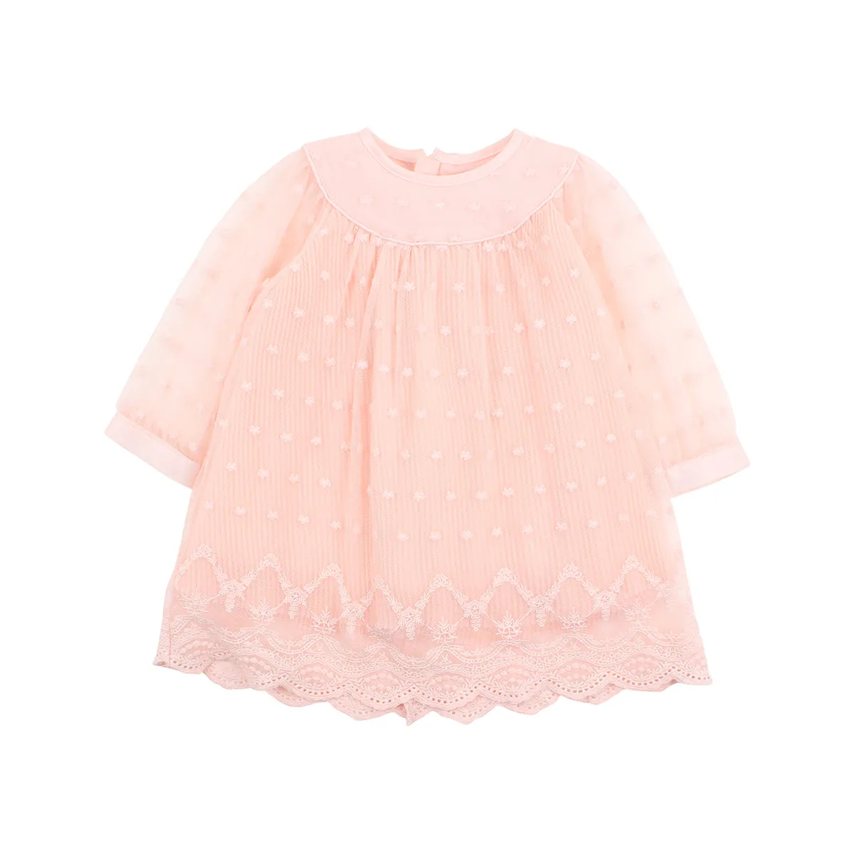 Bebe Pleated Lace Dress in Pink (Size 3M-5Y)