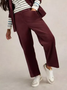 BELLE Cropped Velvet Trouser in Plum by WhiteStuff