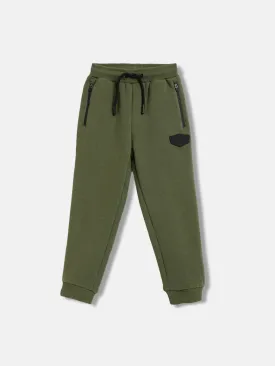 Blue Giraffe Boys Green Solid Straight Fit Joggers Style Sweatpant