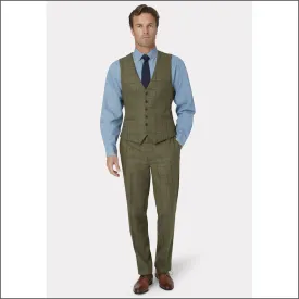 Brook Taverner Haincliffe Green with Blue Overcheck Tweed Suit Trouser-