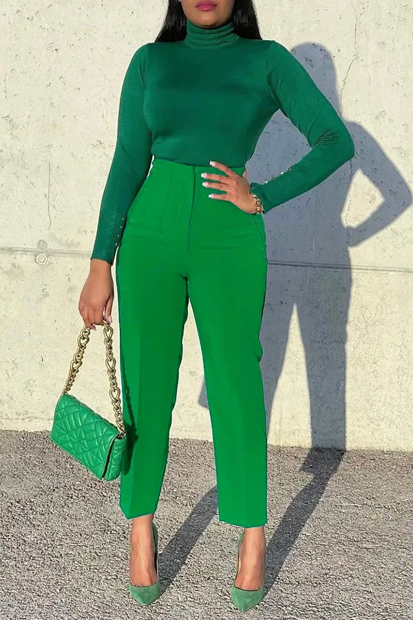 Casual Solid Color Tailored Pants