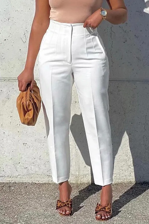 Casual Solid Color Tailored Pants