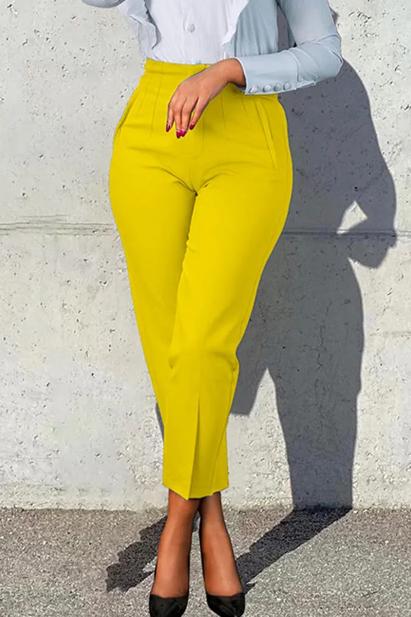 Casual Solid Color Tailored Pants