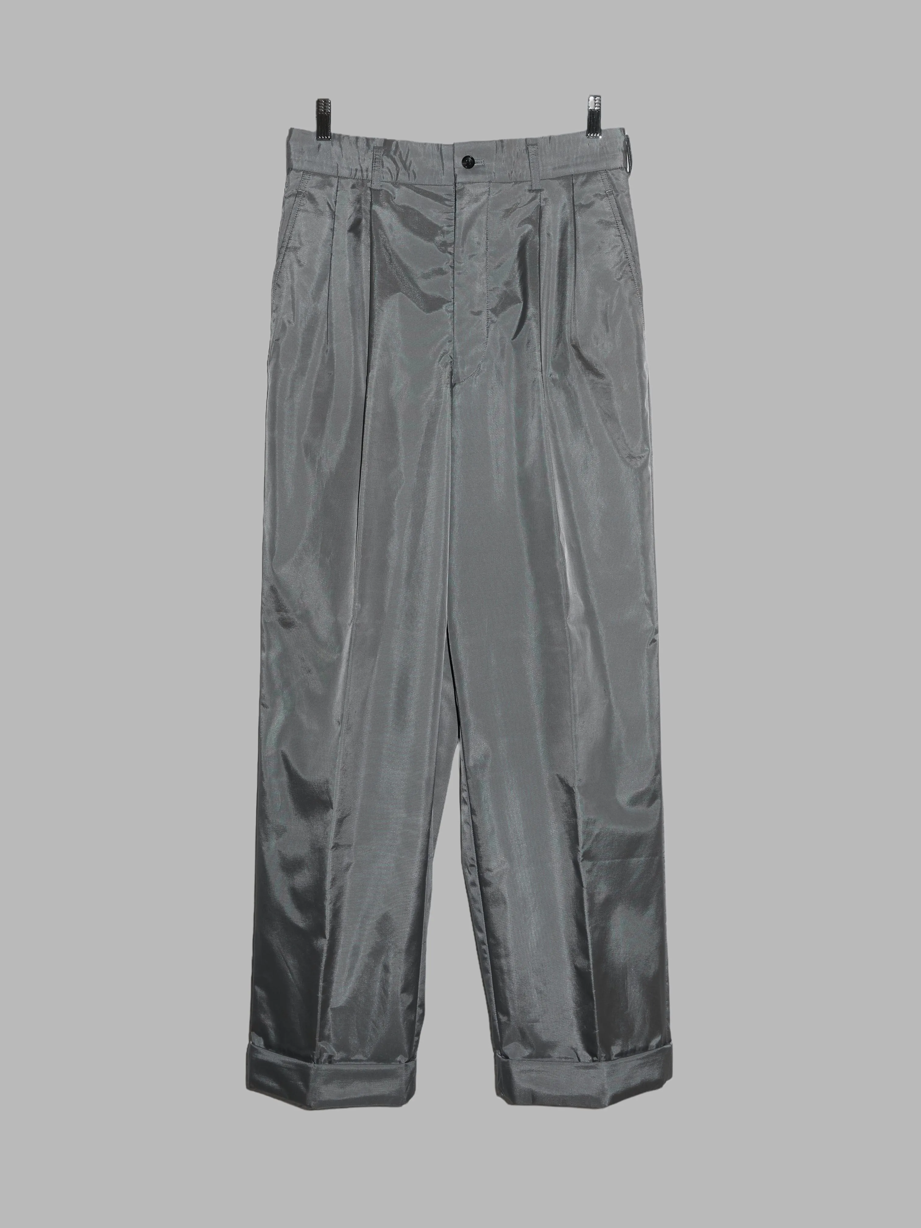 Comme des Garcons Homme 1996 silver pleated wide leg trousers - S