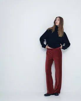 Cord Wide-Leg Trouser in Cinnamon Red by YERSE