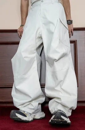 Curved Pleated Straight Casual Pants