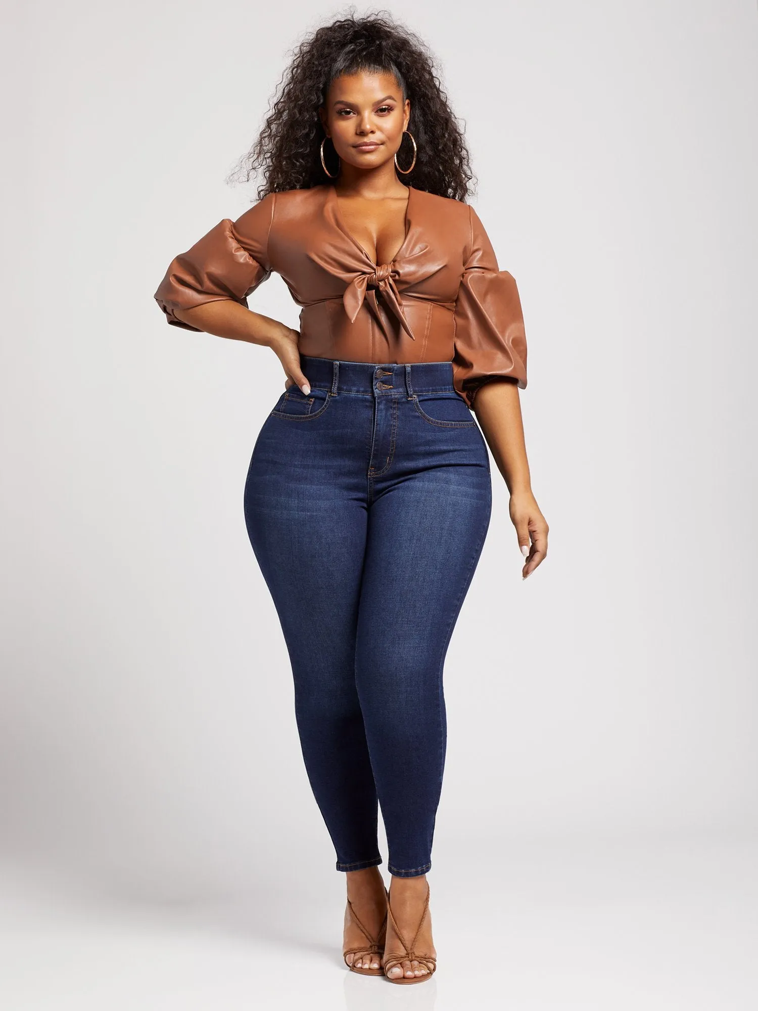 Dark Wash Curvy Skinny Jeans - Tall Inseam