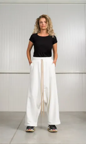 Deep Drop Crotch Pants with Drawstrings