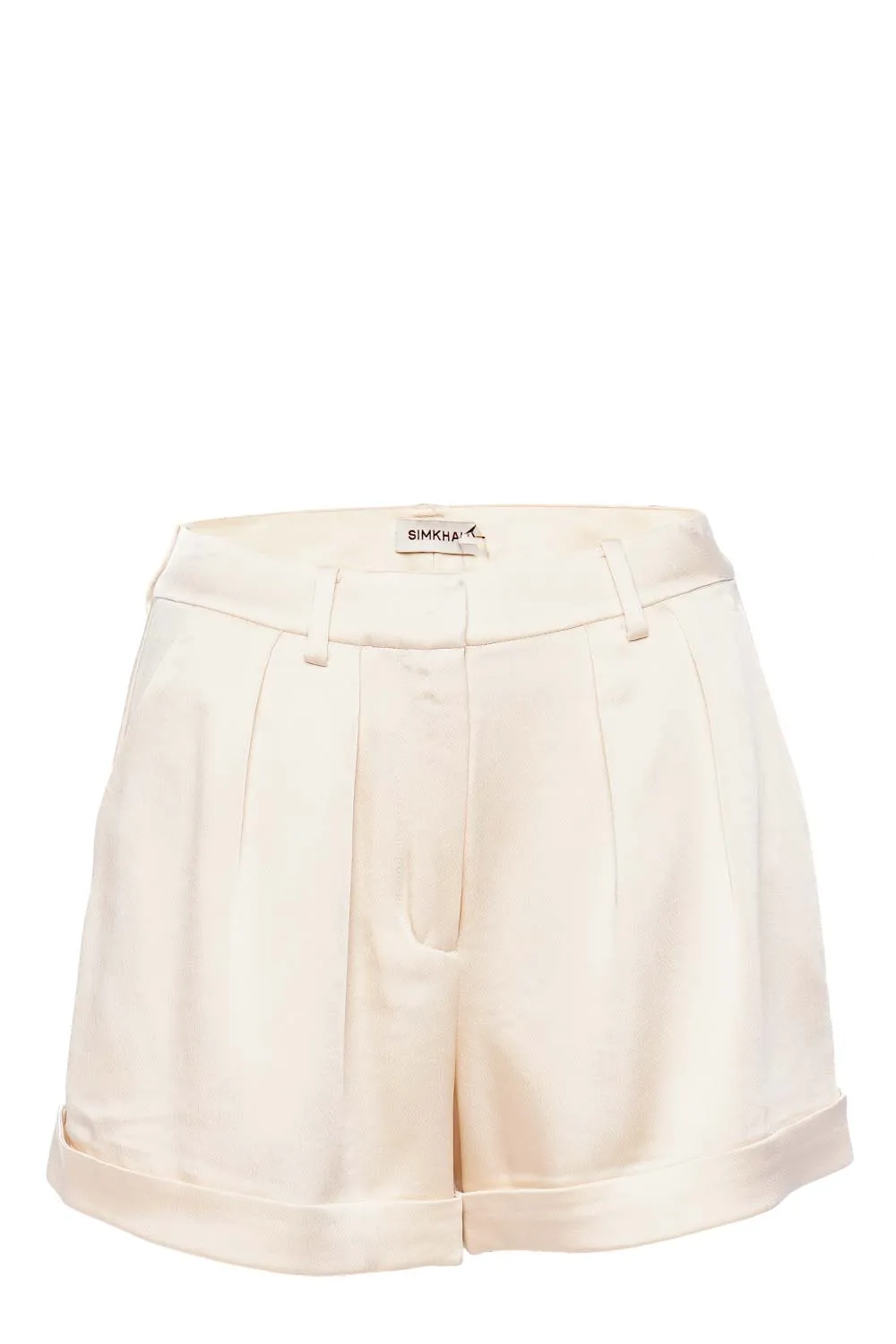 Devan Ecru Pleated Cuff Shorts