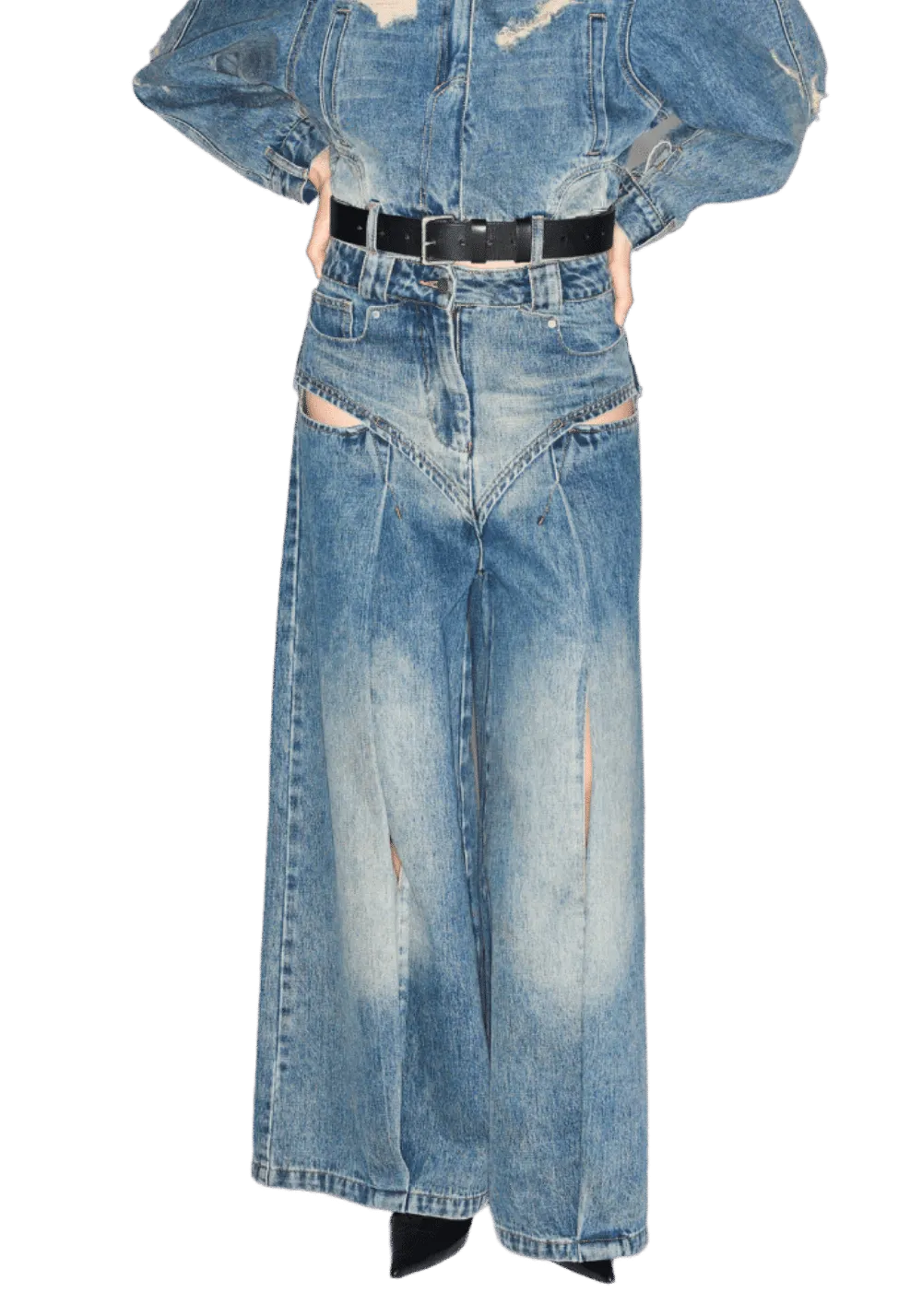 Distressed Wide Leg Jeans