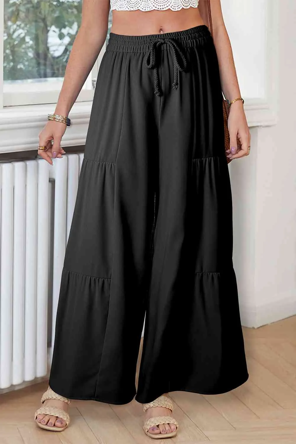 Drawstring Wide Leg Pants