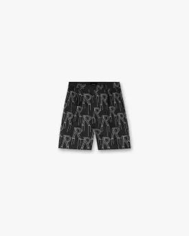 Embroidered Initial Tailored Short - Black