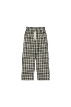 Embroidered Plaid Pants Vintage Straight Trousers