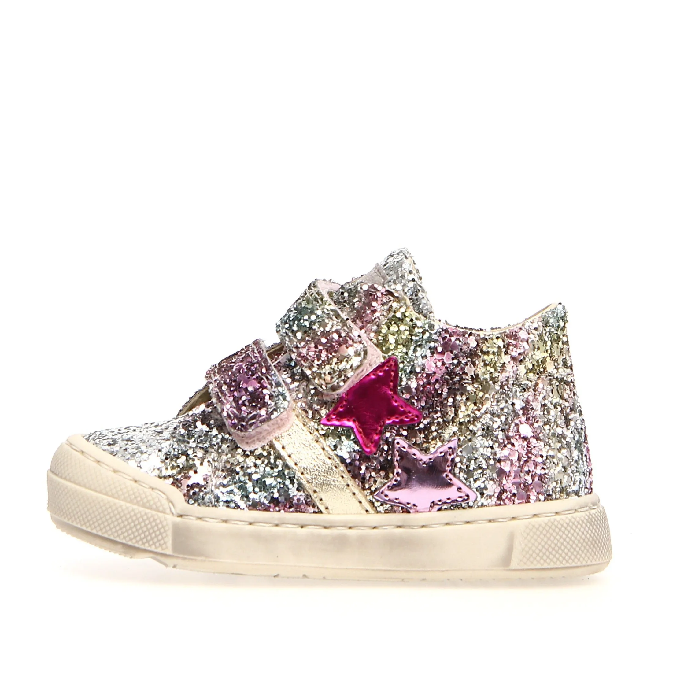 Falcotto Girl's Moosy Glitter Shaded Fashion Sneakers, Silver-Multi