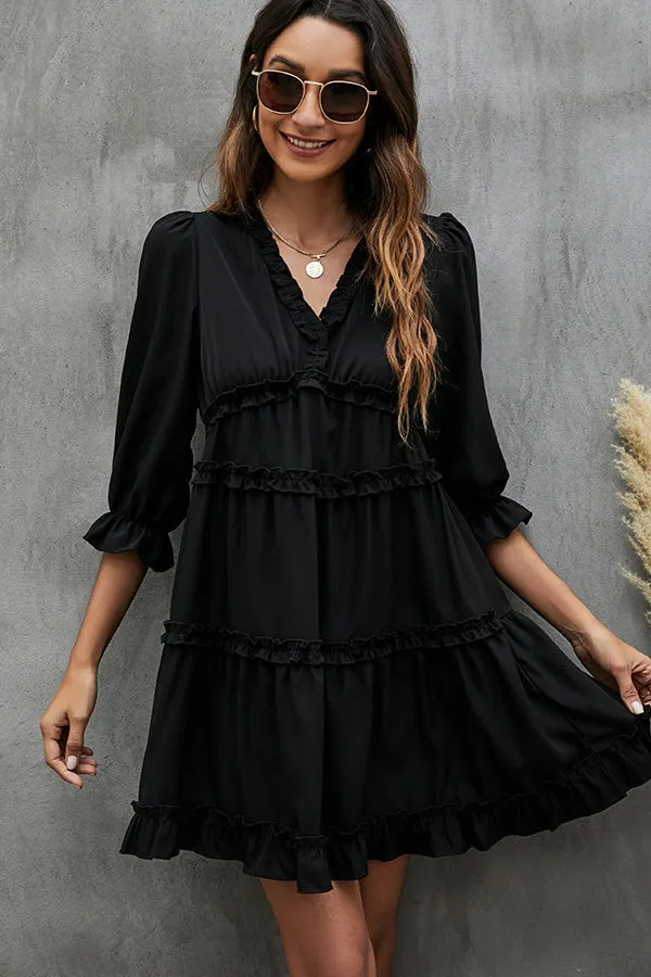 Fashion Lace Patchwork Solid Modern V Neck Casual Dress