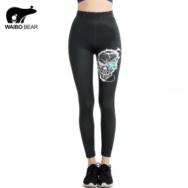 Fashion Sexy Skull Head 3D Printed Leggins High Waist Workout Fitness Cat Black Legins Women Leggings Skinny Pants WAIBO BEAR