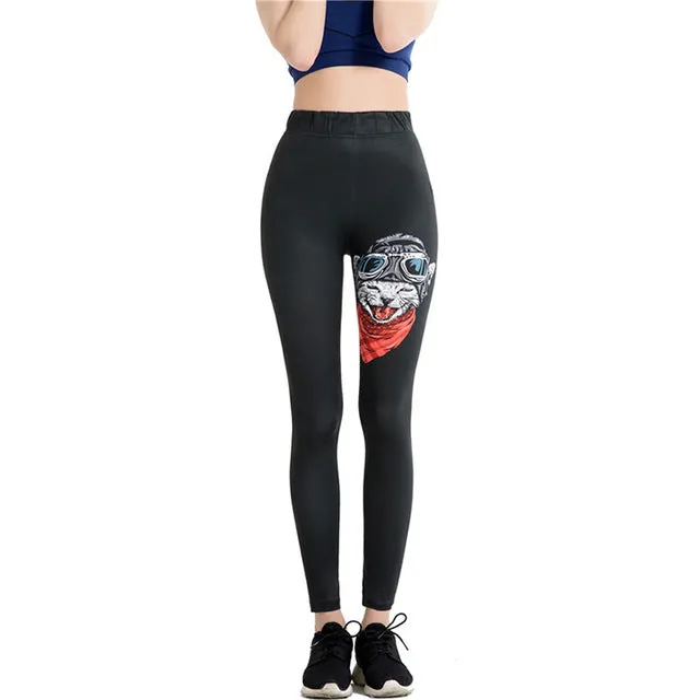 Fashion Sexy Skull Head 3D Printed Leggins High Waist Workout Fitness Cat Black Legins Women Leggings Skinny Pants WAIBO BEAR