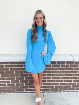 Flare Sleeve Mini Dress// Blue