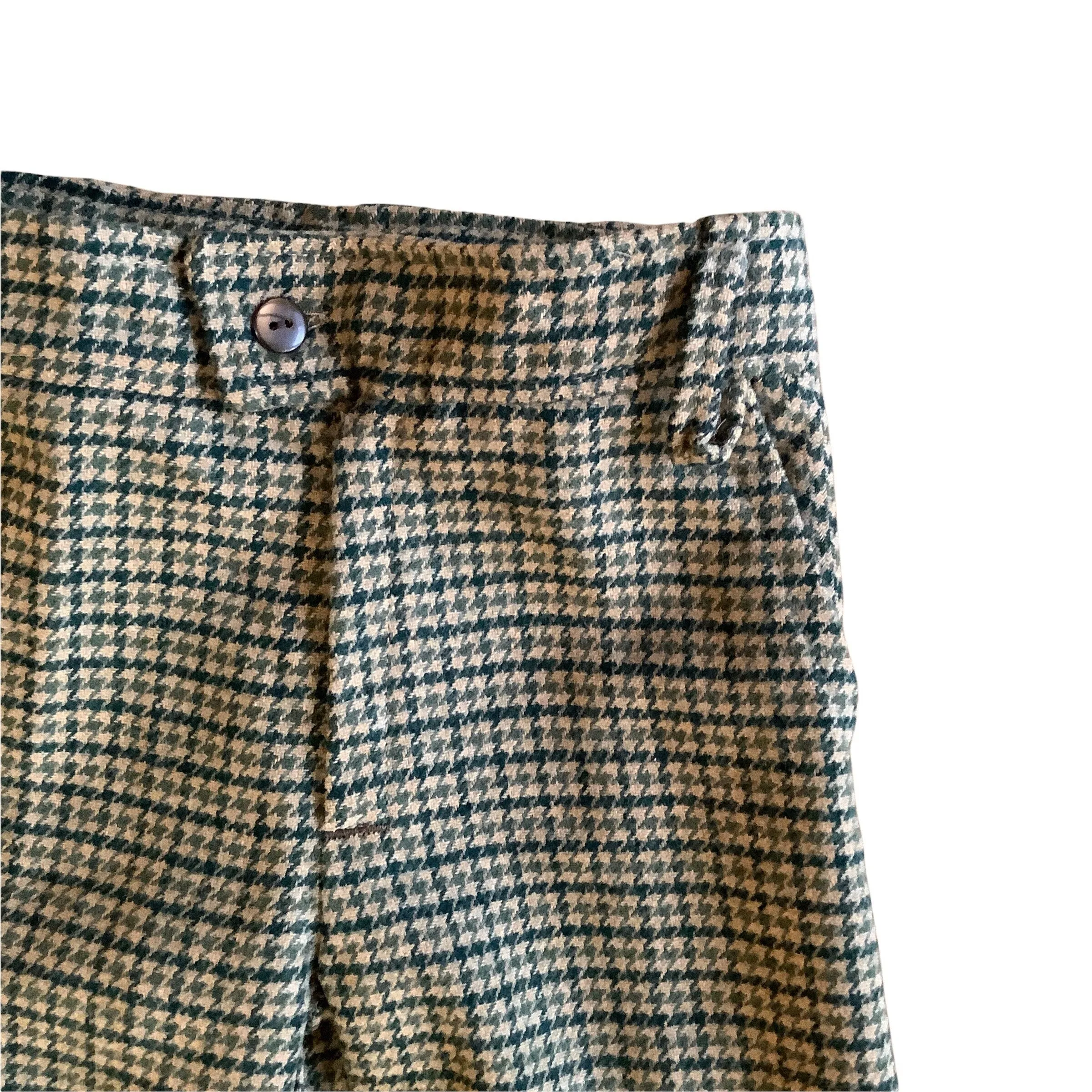 French Vintage 1970s  Houndstooth Flare Trousers /  18-24M