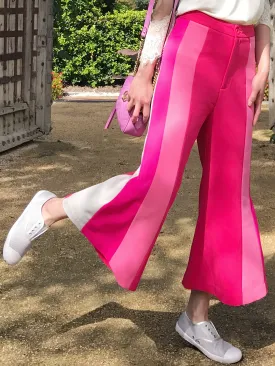 Further Sale! Fuchsia Colour Blocking Flared Culottes