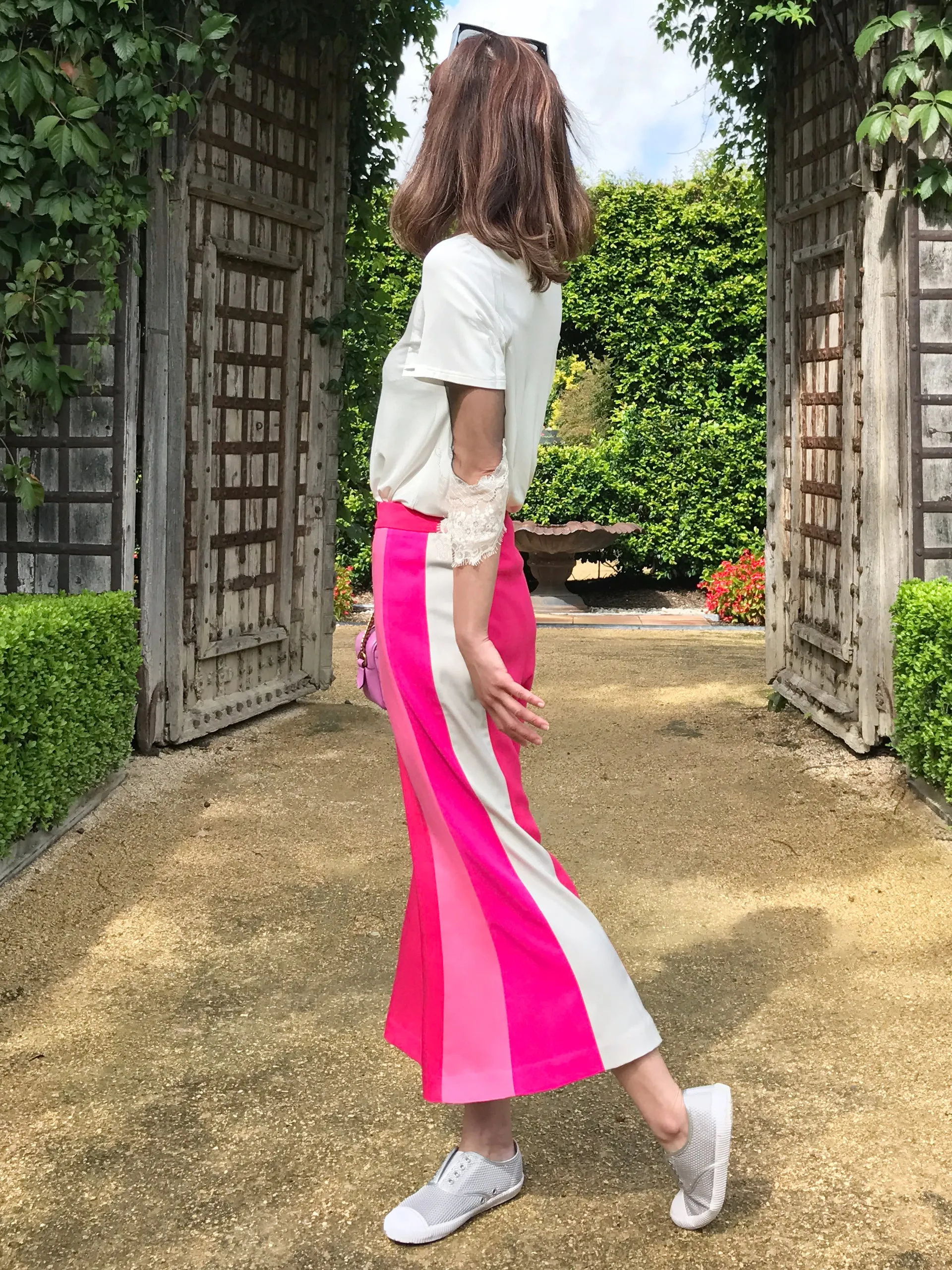 Further Sale! Fuchsia Colour Blocking Flared Culottes