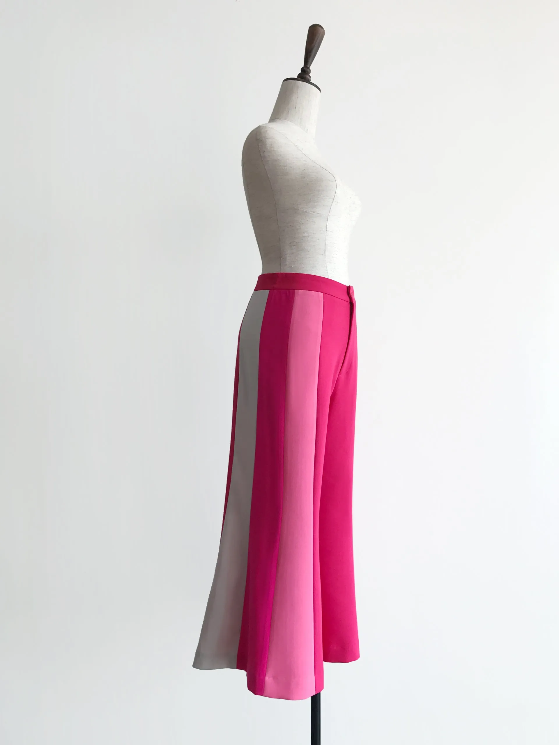 Further Sale! Fuchsia Colour Blocking Flared Culottes