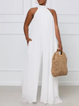 Halter Chiffon Wide Leg Jumpsuit