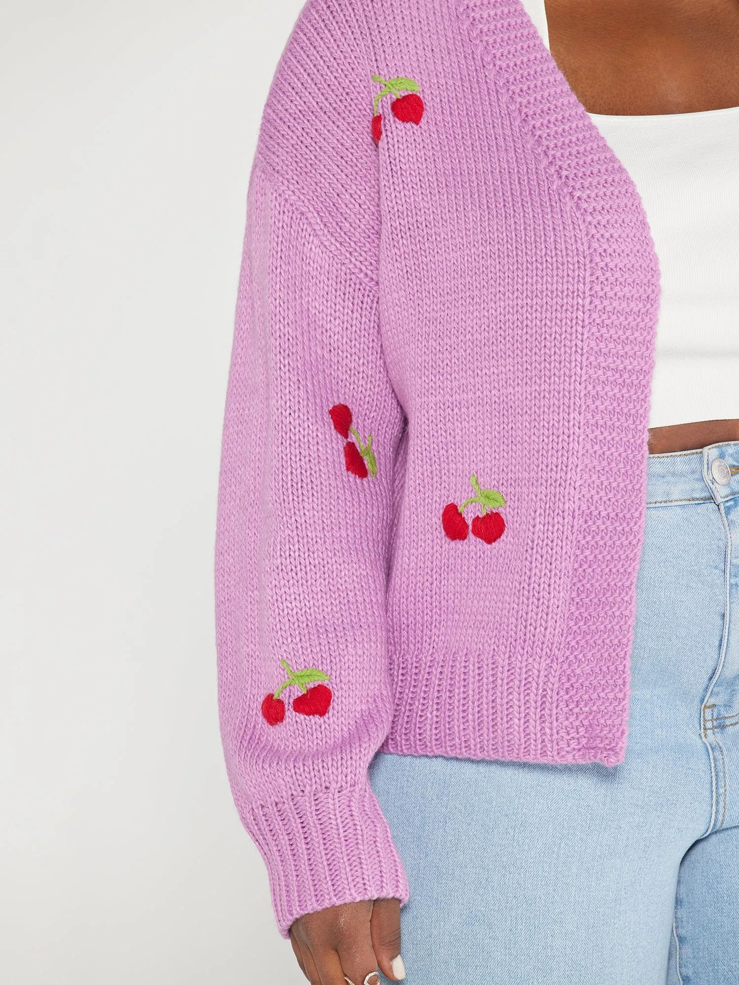 Heather Cherry Embroidered Cardigan