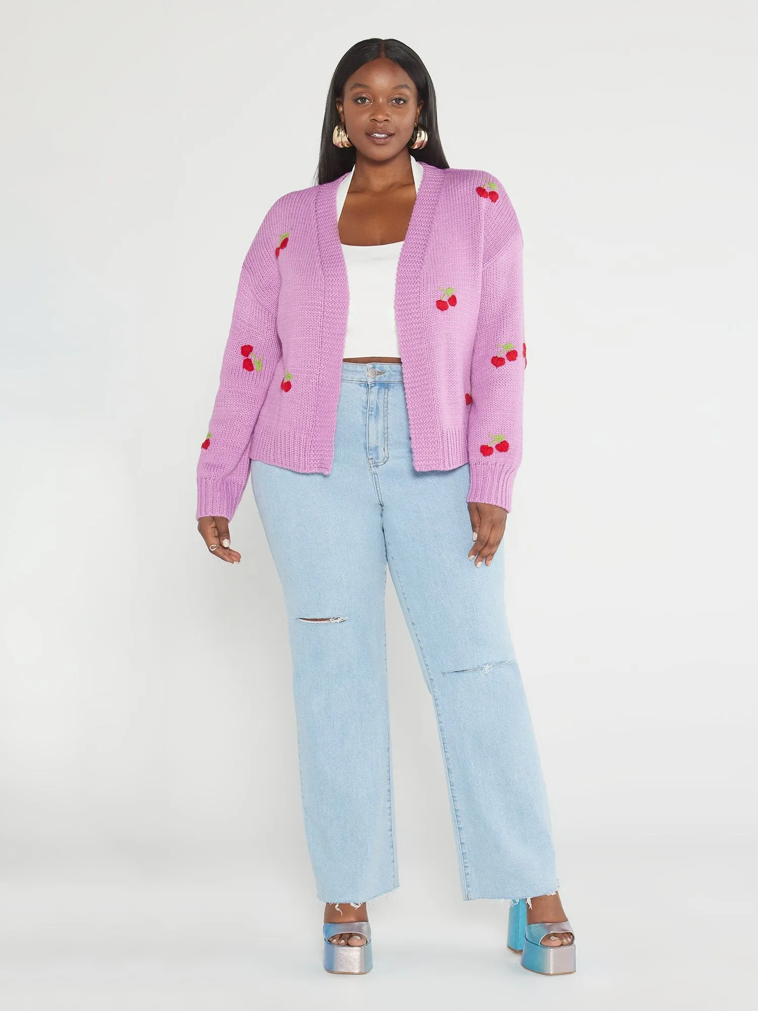 Heather Cherry Embroidered Cardigan