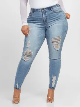 High-Rise Destructed Skinny Jeans - Tall Inseam