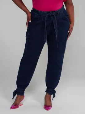 High Rise Jogger Style Cargo Jeans