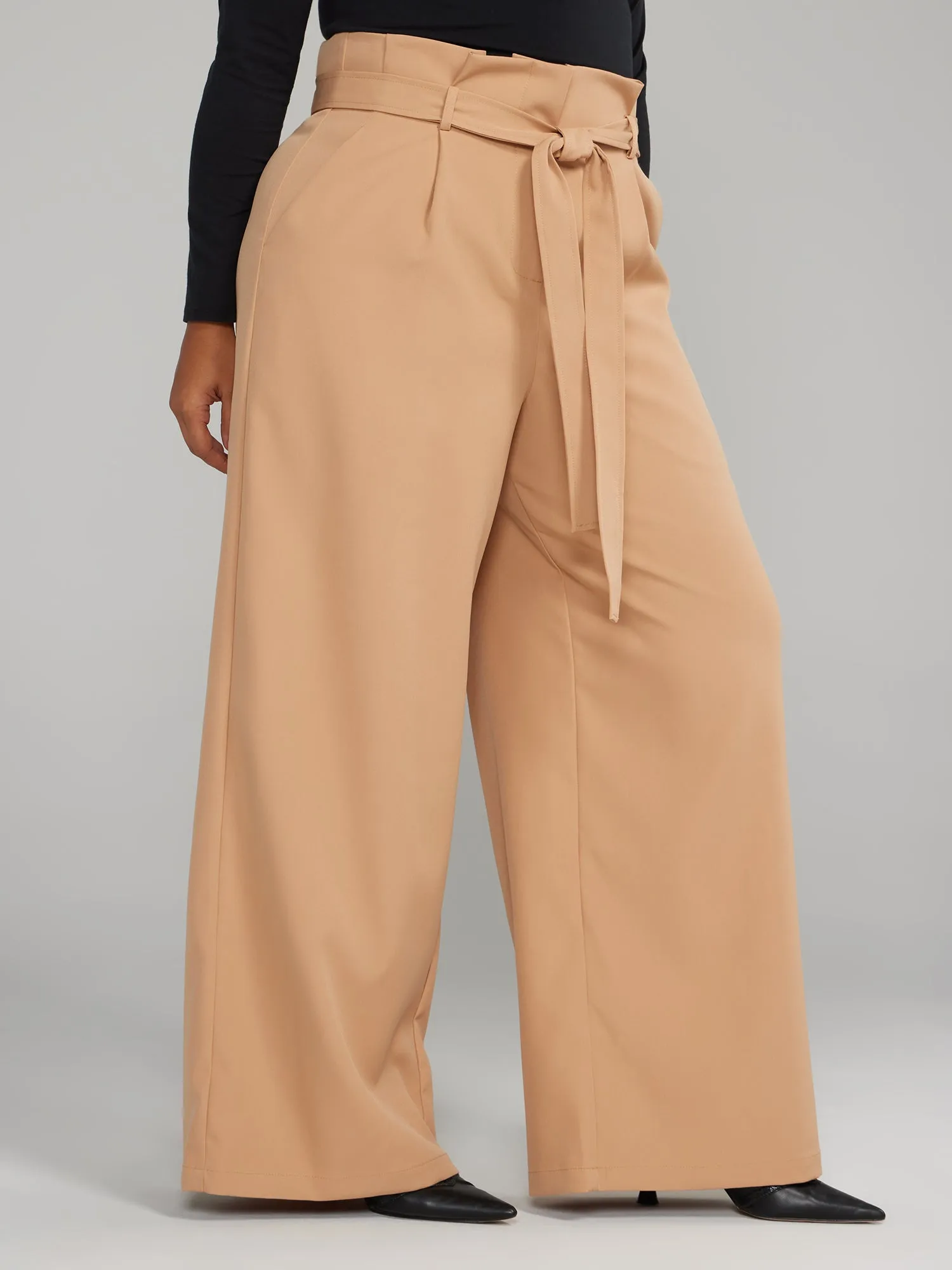 High Rise Wide Leg Paperbag Pants