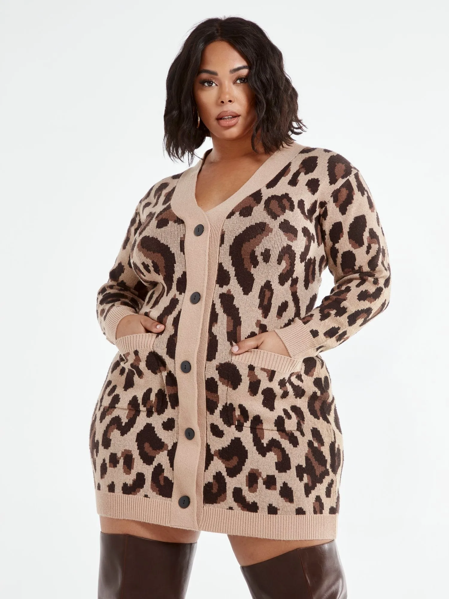 Jess Leopard Print Cardigan Dress