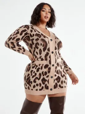 Jess Leopard Print Cardigan Dress