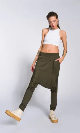 Loose Drop Crotch Pants with Slim Leg