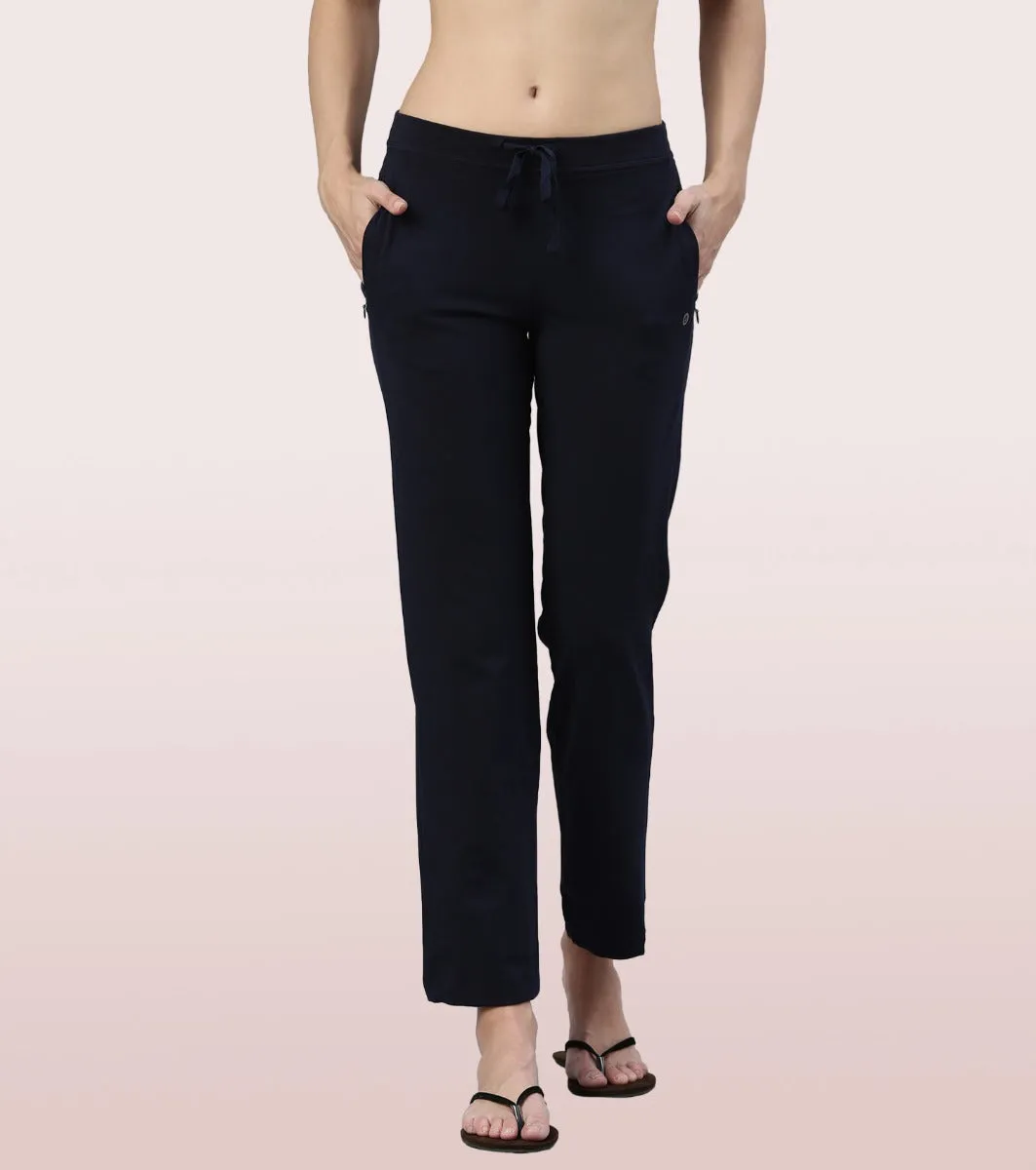 Lounge Pants | Basic Straight Leg Pants With Adjustable Drawstring And Zipper Pockets