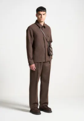 Melange Tailored Shirt with Triangle Pocket - Brown