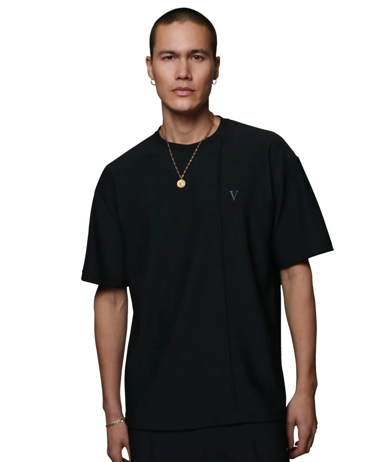 PLEATED T-SHIRT - BLACK