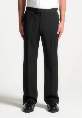 Regular Fit Pinstripe Tailored Trousers - Black