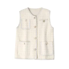 RH Women's Fashion Casual Vest, Knit Sleeveless Classic Fit Button S-M RHW4026