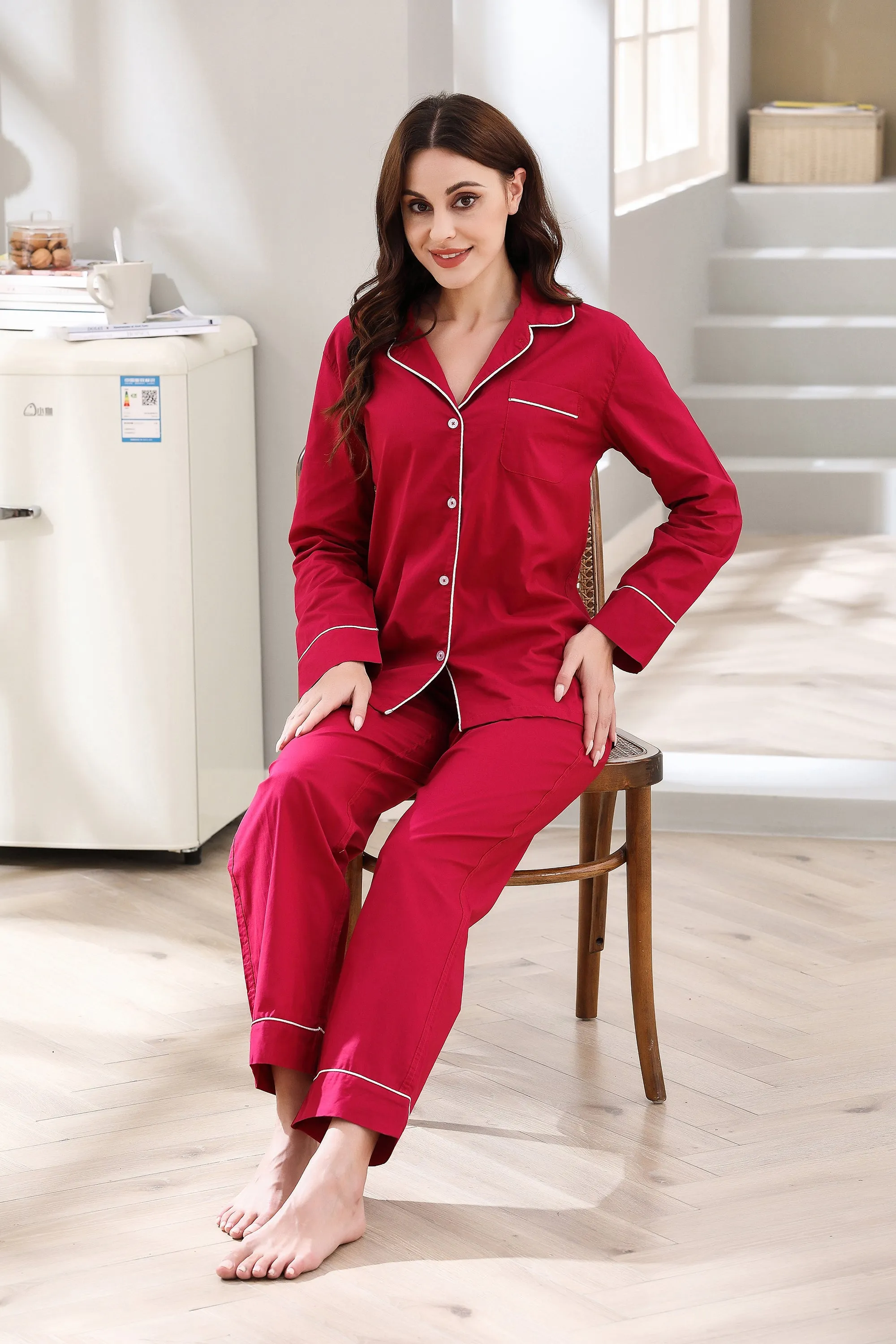 Richie House Ladies Pyjama Cotton Pj's Womens Set Long Sleeve Nightwear Loungewear RHW2846