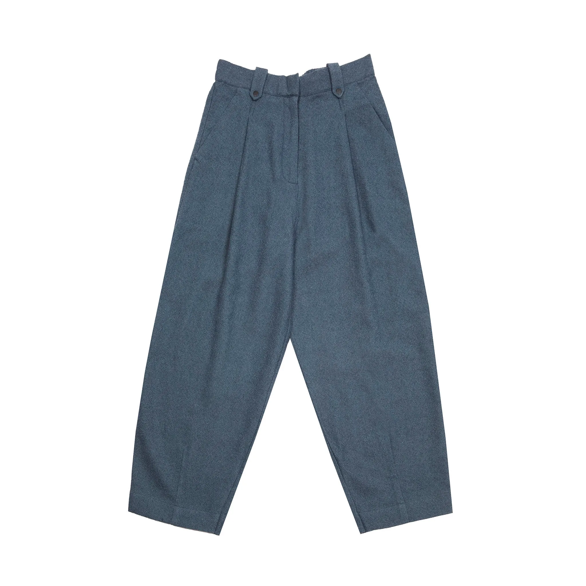 Runaway Bicycle Jim Pleated Pants in Charcoal Grey Handloom Merino Wool