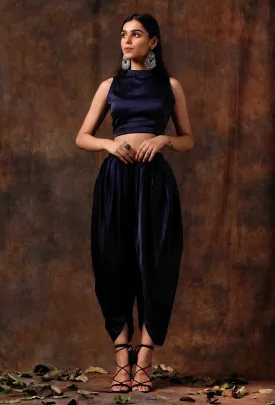 Set of 2 : Blue Satin Blouse and Dhoti