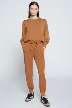 Stateside Softest Fleece Pleated Hem Jogger in Toffee