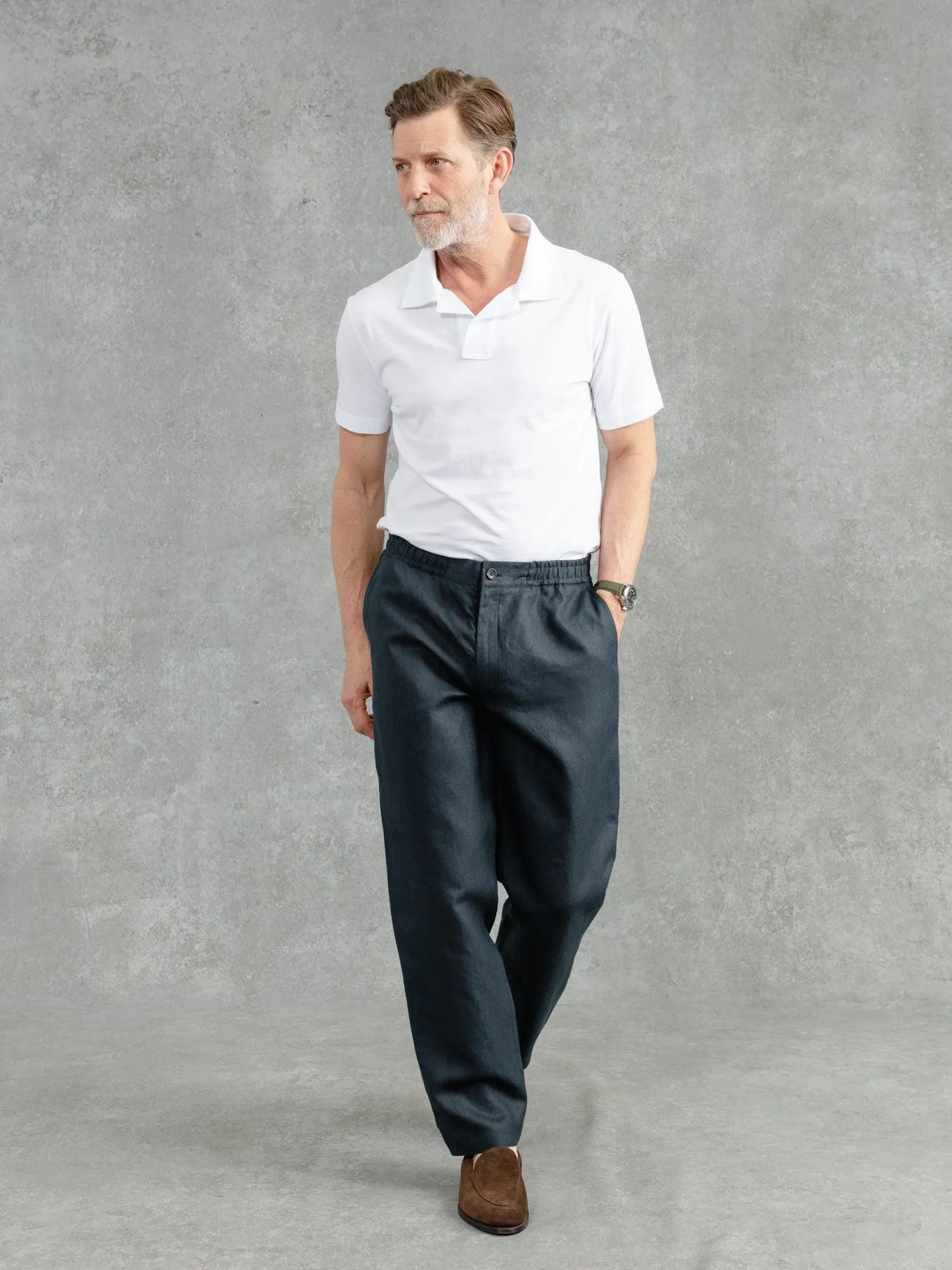 The Zip Pocket Drawstring Trouser - Ink