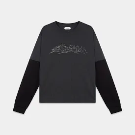 Two-color vital L/S t-shirt in washed black W