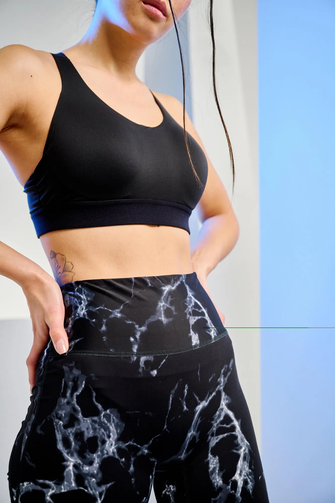 Women's High-Waisted Cardio Fitness Leggings - Marble Print